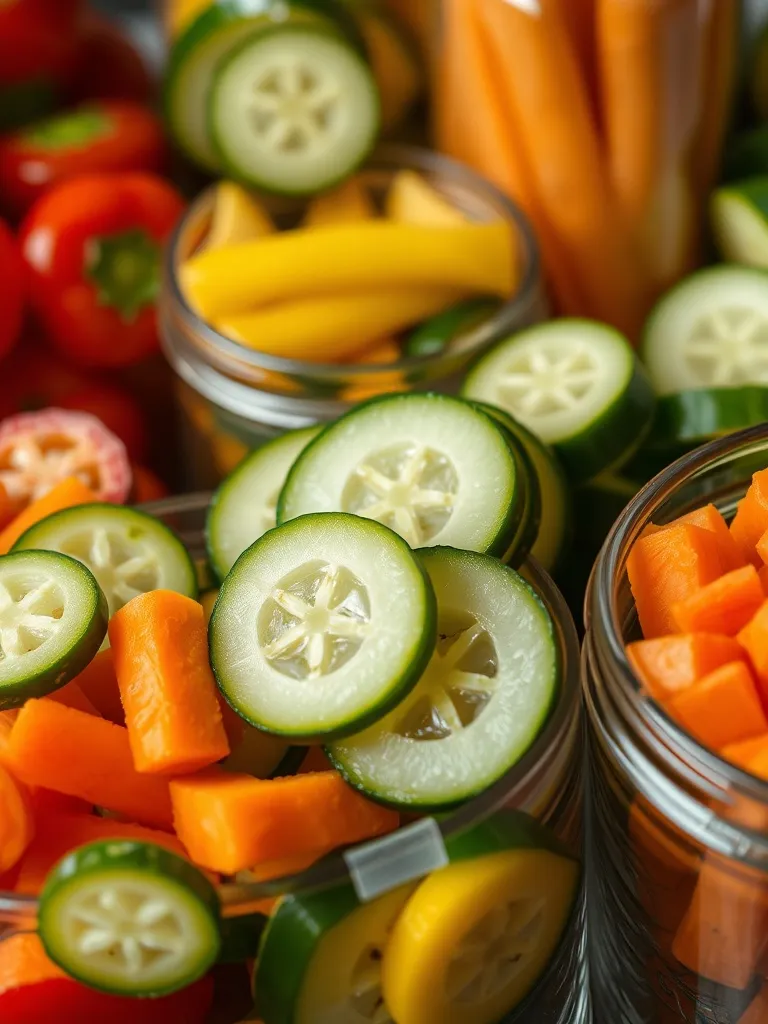 Close up of sliced fresh vegetables like peppers, cucumbers